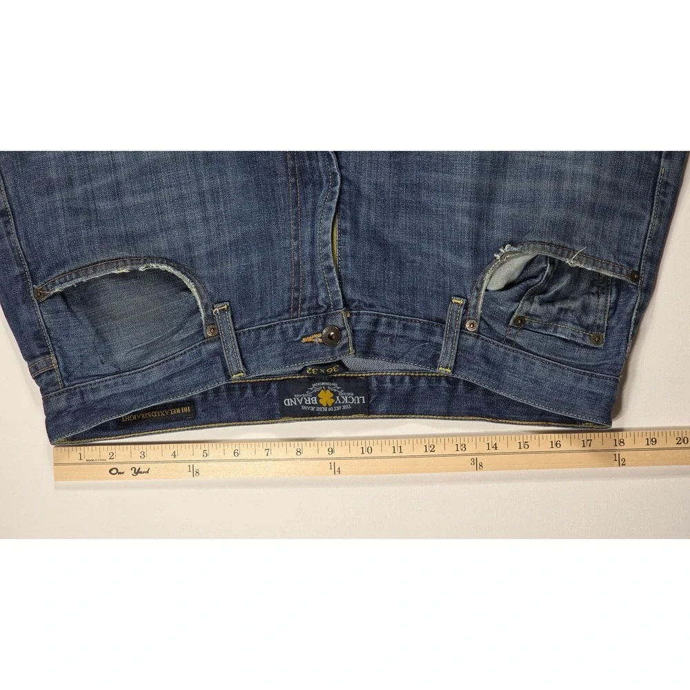 Lucky Brand 181 Relaxed Straight Jeans Mens 36x32 Blue Denim 100% Cotton
